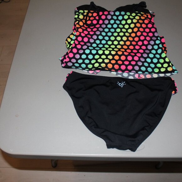Multi Color 2 Pcs Justice Tankini Swimsuit size 14 - Picture 5 of 11